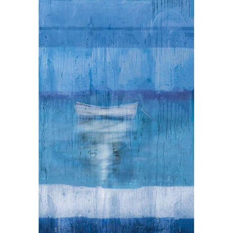 Blue Boat Black Modern Wood Framed Art Print with Double Matting by Wiley, Marta G.