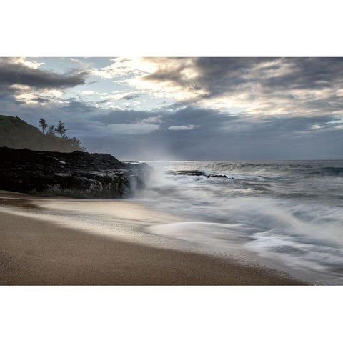 Secret Beach White Modern Wood Framed Art Print by Burt, D.