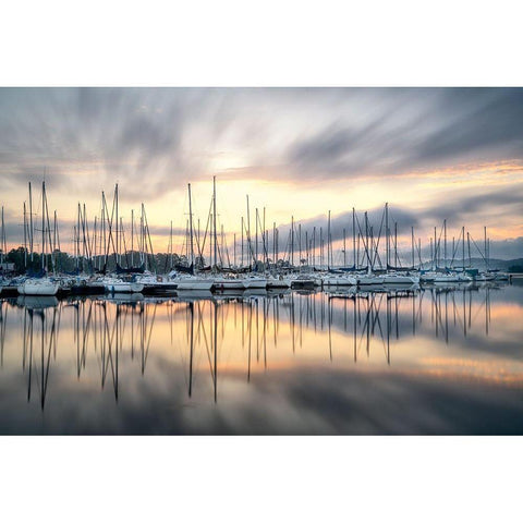 Sailors Sunrise Black Modern Wood Framed Art Print by Burt, D.