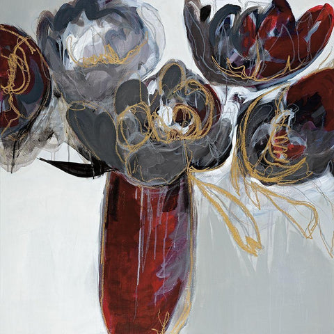 Ruby and Grey White Modern Wood Framed Art Print by Fitzsimmons, A.