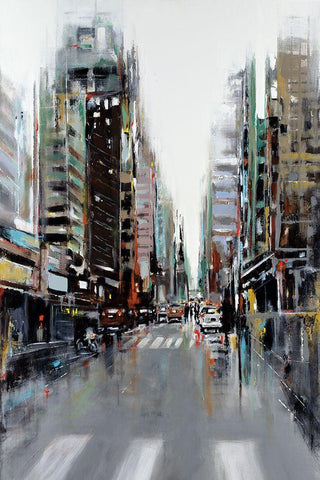 Bustling City Black Ornate Wood Framed Art Print with Double Matting by Kadmiri, Aziz