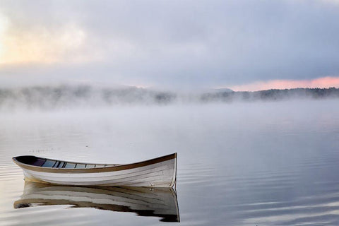Tranquil Lake White Modern Wood Framed Art Print with Double Matting by Iacobellis, Michael