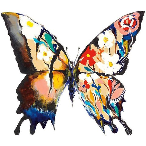 Papillon Daisy White Modern Wood Framed Art Print with Double Matting by Kadmiri, Aziz