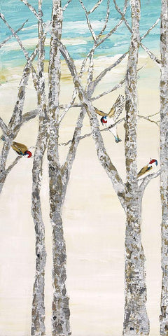 Zanoba Birds II White Modern Wood Framed Art Print with Double Matting by Kadmiri, Aziz