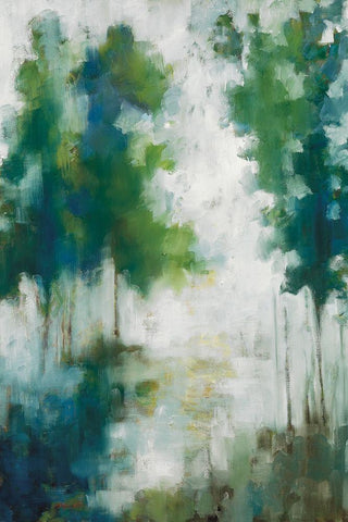 Lakehouse Trees White Modern Wood Framed Art Print with Double Matting by Ellens, Jacqueline