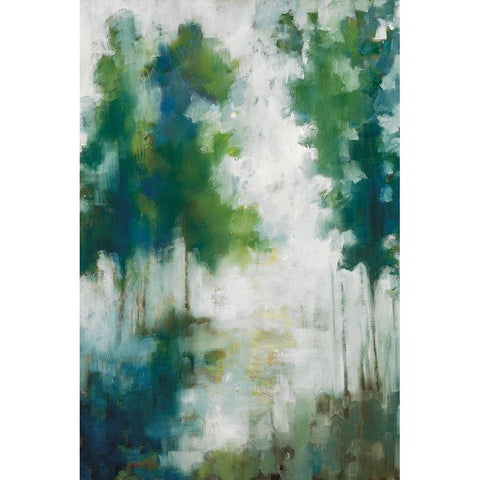 Lakehouse Trees White Modern Wood Framed Art Print by Ellens, Jacqueline