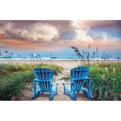 Shore Seats Gold Ornate Wood Framed Art Print with Double Matting by Celebrate Life Gallery