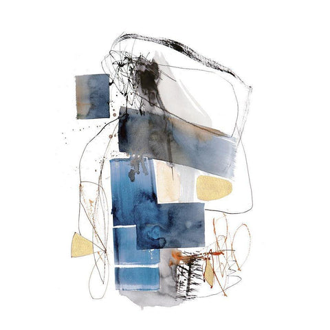 Blue Buzz I White Modern Wood Framed Art Print by Barnes, Natasha
