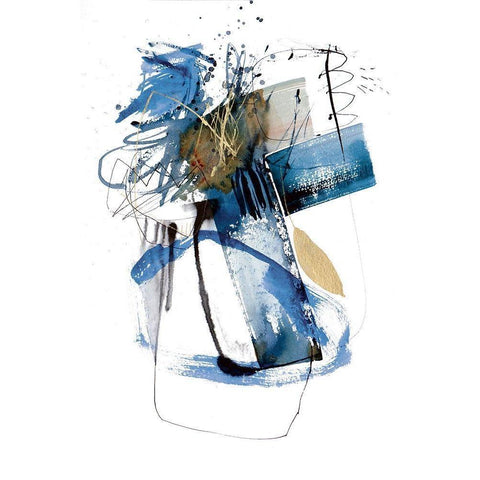 Blue Buzz II White Modern Wood Framed Art Print by Barnes, Natasha