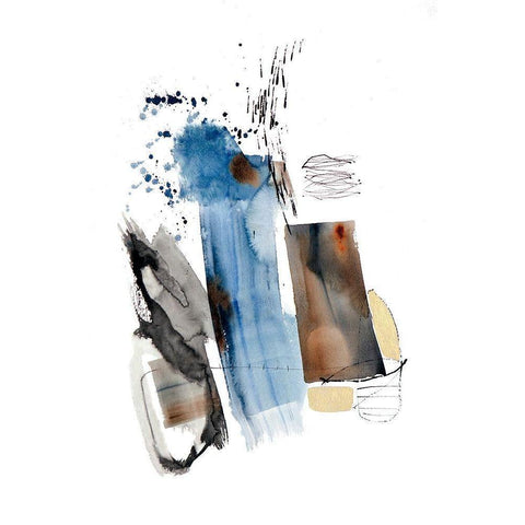 Blue Buzz III Black Modern Wood Framed Art Print with Double Matting by Barnes, Natasha
