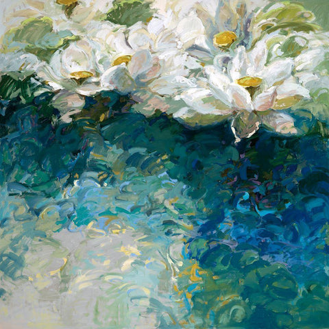 Lilies At Sunrise White Modern Wood Framed Art Print by McMurry, Vicki