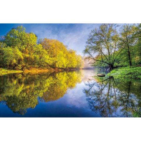 River Beauty Gold Ornate Wood Framed Art Print with Double Matting by Celebrate Life Gallery