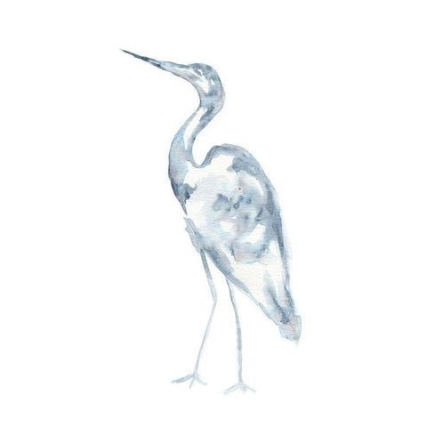 Beach Crane White Modern Wood Framed Art Print by St. Amant, Yvette