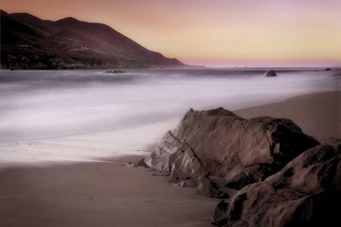 Garrapata Beach Black Ornate Wood Framed Art Print with Double Matting by Rehner, John