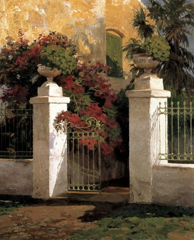 Jardi Colonial Black Ornate Wood Framed Art Print with Double Matting by Romeu, Poch