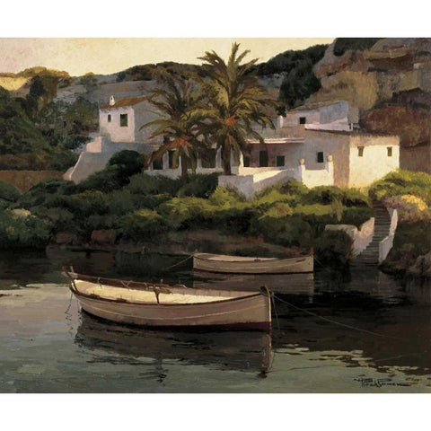 Cala San Esteban White Modern Wood Framed Art Print by Romeu, Poch