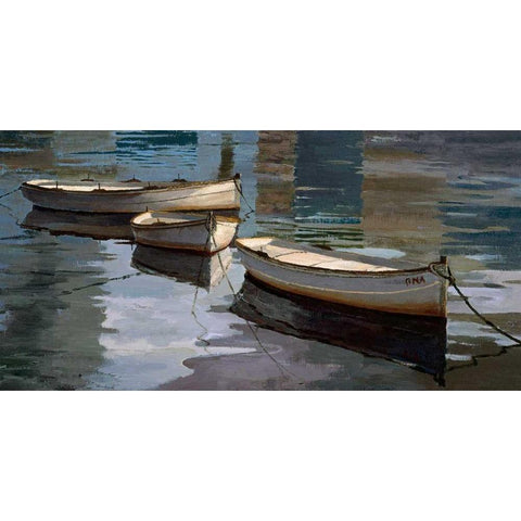 El Descanso de las Tres Barcas Black Modern Wood Framed Art Print by Romeu, Poch