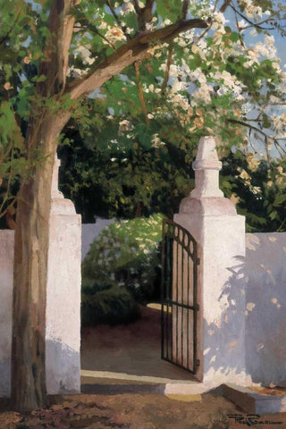 Acacia White Modern Wood Framed Art Print with Double Matting by Romeu, Poch