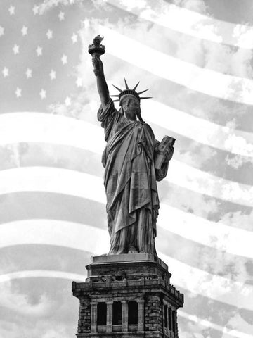 Liberty Flag White Modern Wood Framed Art Print with Double Matting by Roffman, Richard