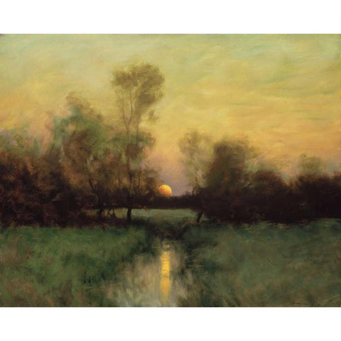 Summer Moonrise White Modern Wood Framed Art Print by Sheehan, Dennis