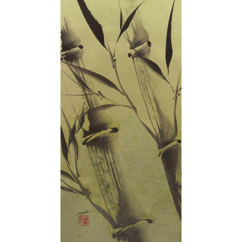 Bamboos Peace White Modern Wood Framed Art Print by Sugita, Katsumi