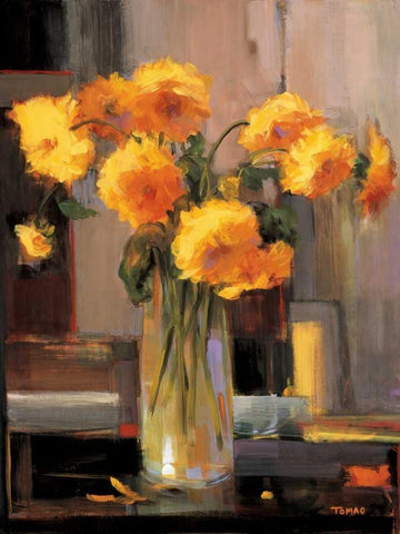 Floral Sunrise Black Ornate Wood Framed Art Print with Double Matting by Tomao, Jennie