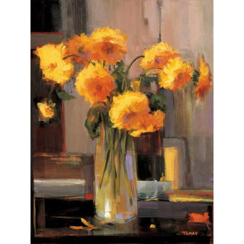 Floral Sunrise Gold Ornate Wood Framed Art Print with Double Matting by Tomao, Jennie