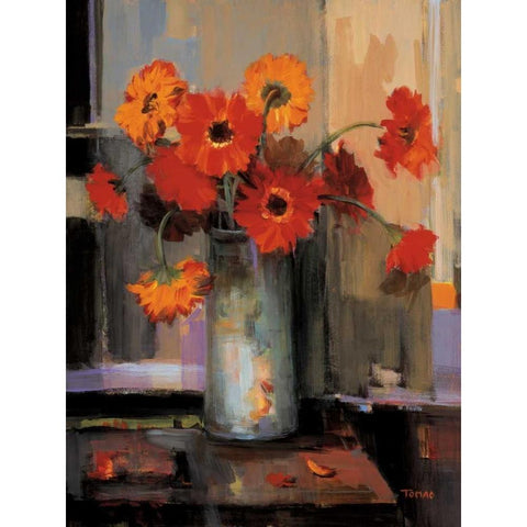 Floral Sunset Black Modern Wood Framed Art Print with Double Matting by Tomao, Jennie