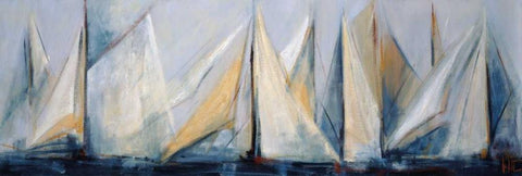 First Sail II White Modern Wood Framed Art Print with Double Matting by Torres, Maria Antonia