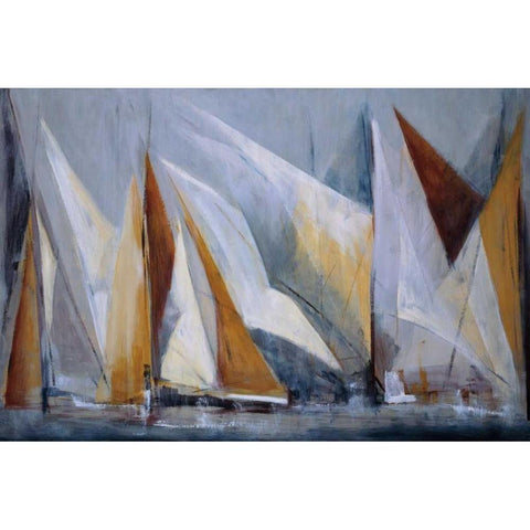 Ocean Regatta Black Modern Wood Framed Art Print with Double Matting by Torres, Maria Antonia