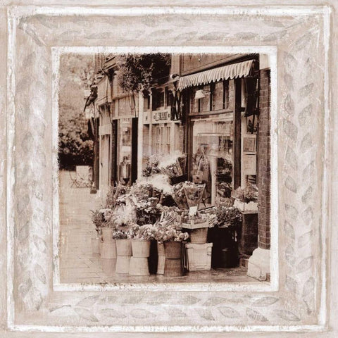 Flower Market Black Ornate Wood Framed Art Print with Double Matting by Tarras, Teo