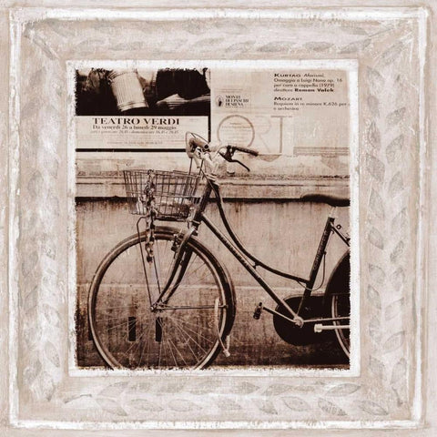 Bicycle in Florence White Modern Wood Framed Art Print with Double Matting by Tarras, Teo