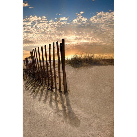 Dune Fence at Sunrise Black Modern Wood Framed Art Print by Celebrate Life Gallery