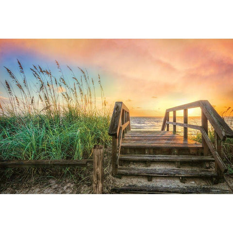 Walk Into Sunrise White Modern Wood Framed Art Print by Celebrate Life Gallery