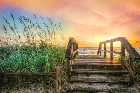 Walk Into Sunrise Black Ornate Wood Framed Art Print with Double Matting by Celebrate Life Gallery