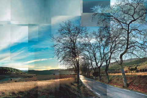 Penedes Vineyards White Modern Wood Framed Art Print with Double Matting by Ventosa, Pep