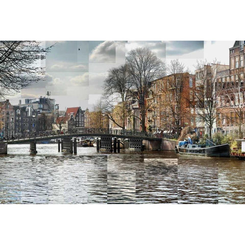 Zwanenburgwal Canal Gold Ornate Wood Framed Art Print with Double Matting by Ventosa, Pep