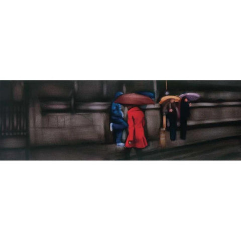 Down On The Street Black Modern Wood Framed Art Print with Double Matting by Visa, Xavier