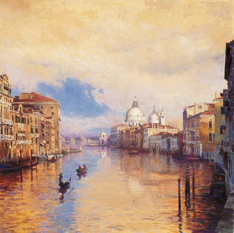 The Grand Canal White Modern Wood Framed Art Print with Double Matting by Walters, Curt