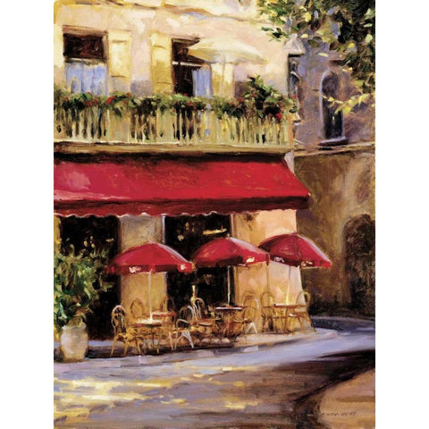 Three Red Umbrellas Black Modern Wood Framed Art Print by Wicks, Keith