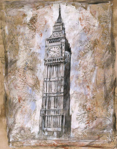 Big Ben White Modern Wood Framed Art Print with Double Matting by Wiley, Marta G.