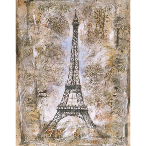 Eiffel Tower Gold Ornate Wood Framed Art Print with Double Matting by Wiley, Marta G.