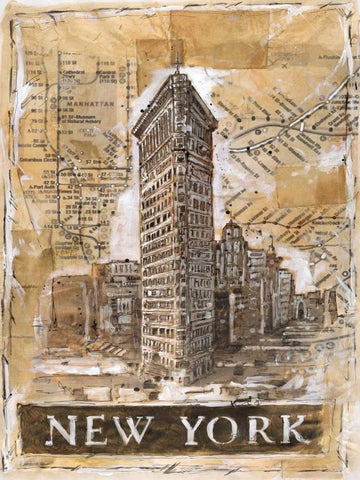 New York White Modern Wood Framed Art Print with Double Matting by Wiley, Marta G.