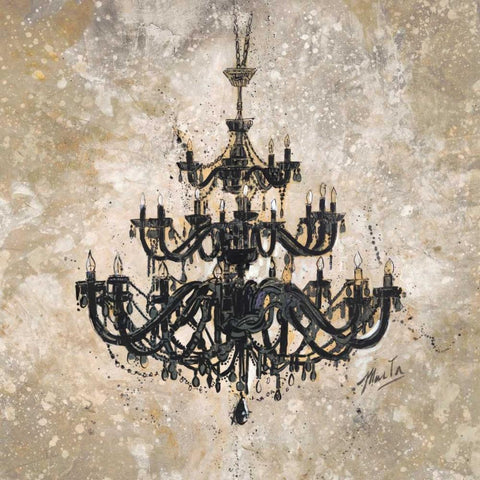 Onyx Chandelier Black Modern Wood Framed Art Print with Double Matting by Wiley, Marta G.