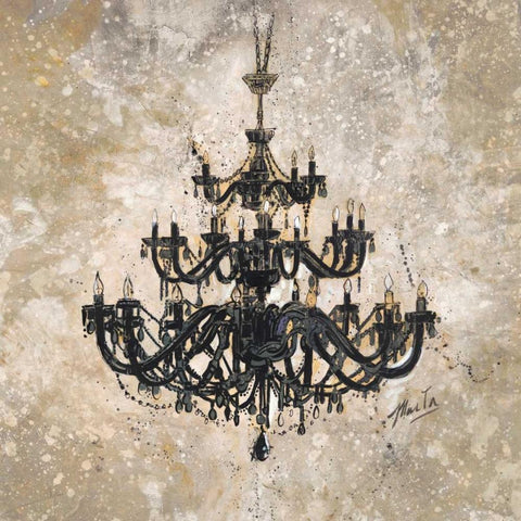 Onyx Chandelier Black Ornate Wood Framed Art Print with Double Matting by Wiley, Marta G.