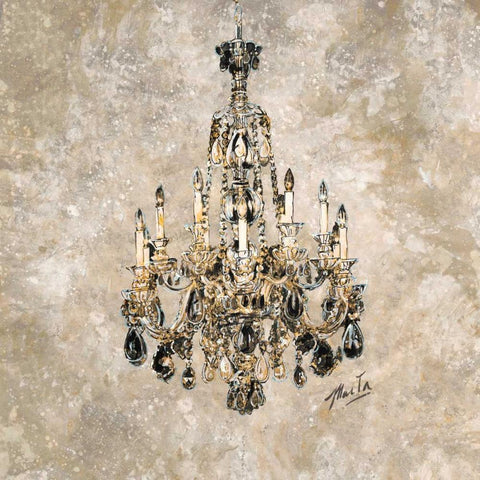 Champagne Chandelier White Modern Wood Framed Art Print with Double Matting by Wiley, Marta G.