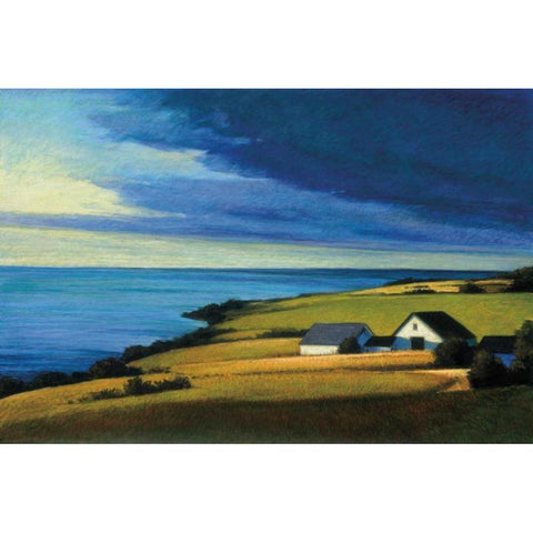 Passing Storm Prince Edward Island Gold Ornate Wood Framed Art Print with Double Matting by Wadlington, Sandy
