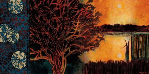 Burning Heart Black Ornate Wood Framed Art Print with Double Matting by Willson, Valerie