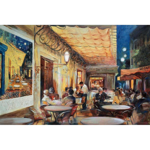 Cafe Van Gogh White Modern Wood Framed Art Print by Zielinska, Maria