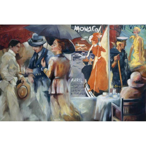 Cafe Bon Voyage White Modern Wood Framed Art Print by Zielinska, Maria